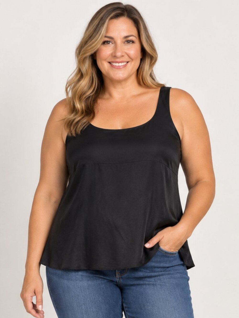 Talbots Pure Silk Black Sleeveless Tank Top Size 20
